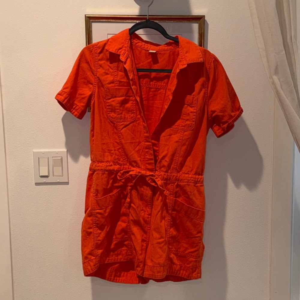 Old Navy Orange Short-Sleeve Tie-Waist Romper